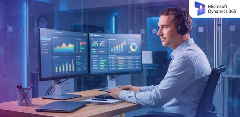 Microsoft Dynamics ERP dashboard with analytics and business insights